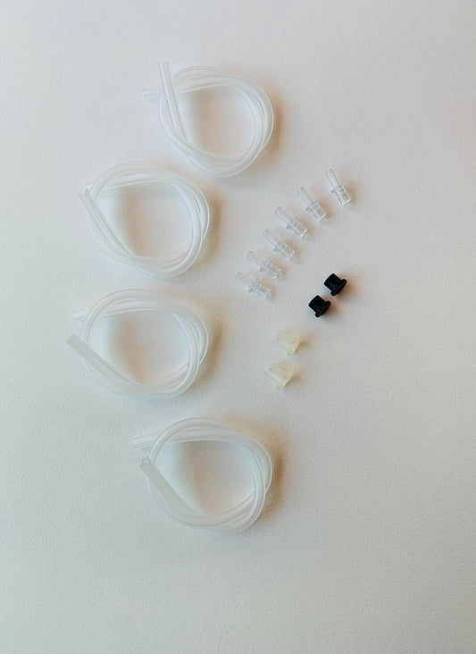 JURA Milk Hose Tube & Connector Parts Accessories Kit | 4 × 36cm Milk Tubes, 6 × #72249 Connectors, 2 × #65818 Black Gaskets, 2 × #63162 Clear Pipe Gaskets